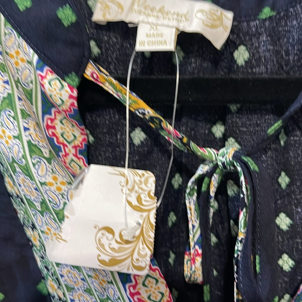 Suzanne Betro Black and Multicolor Boho Blouse - Picture 3 of 5